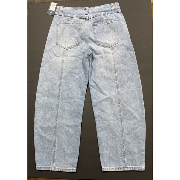 Mid-Rise Barrel Leg Ankle Jeans - Universal Thread Blue Denim 4 - Picture 14 of 14